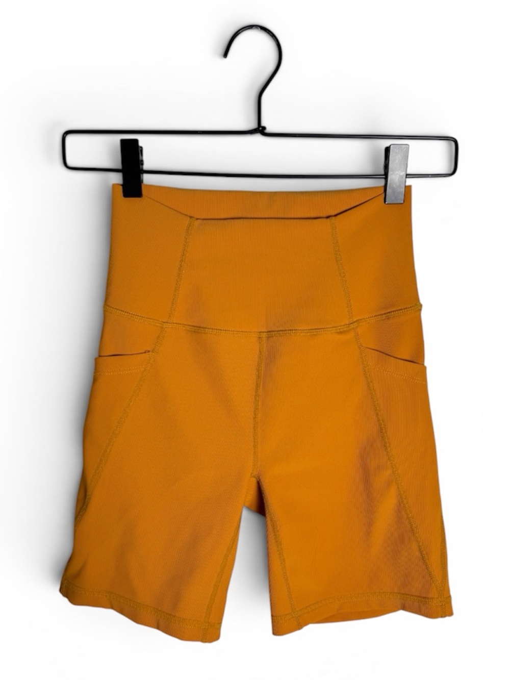 WILO the Label Ribbed High-Waisted Bike Shorts Marigold Orange Size Small